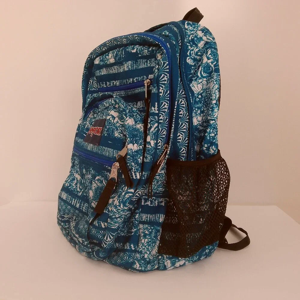 JANSPORT Superbreak Backpack Big Student Midnight Sky Floral Stripe Water Repel - Picture 4 of 15